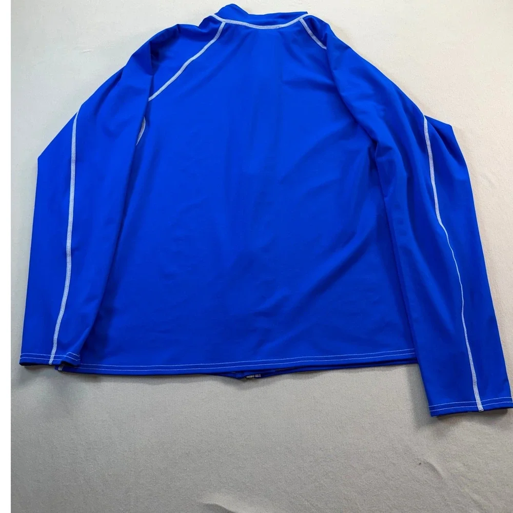 Sun Protection Zone Rash Guard Womens XL Blue DuckSkinz Full Zip Long Sleeve UV